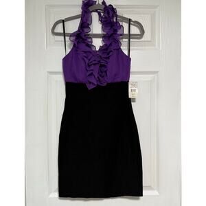 B. Smart New Black Purple Ruffle Halter Dress Size 7/8